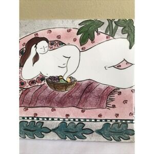 Carol Keiser, Putney Vermont Artist, Romantic‎ Hand Painted Ceramic Tile Trivet